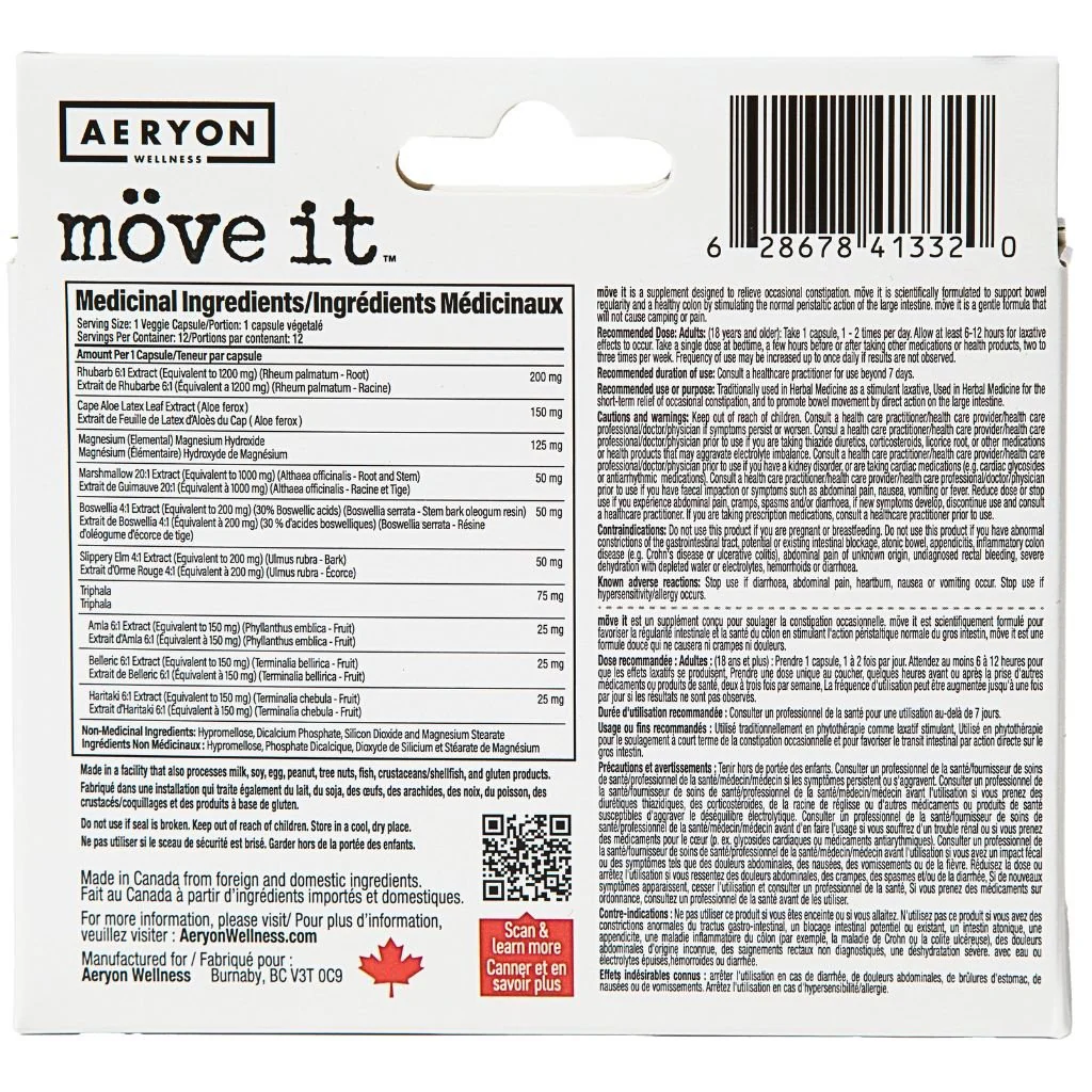 Aeryon Wellness MOVE IT(Intestinal Support), 12 Capsules - Image 2