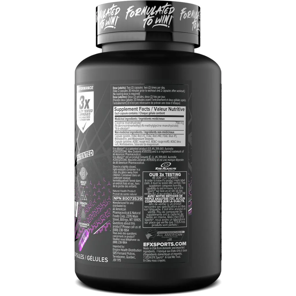EFX Sports KRE-ALKALYN 750mg, 120 Caps - Image 3