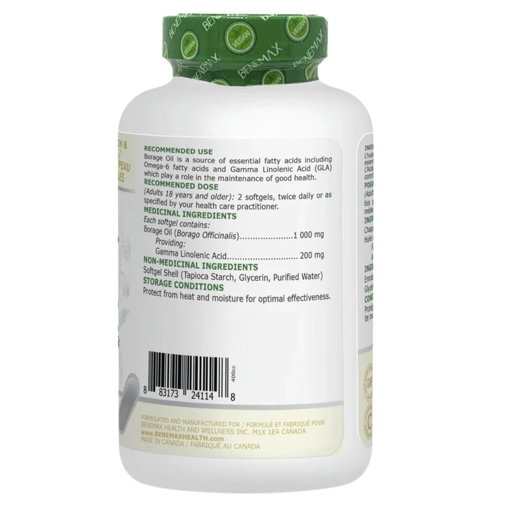 Benemax Health & Wellness PLANT BASED BORAGE OIL, 120 Softgels - Image 2