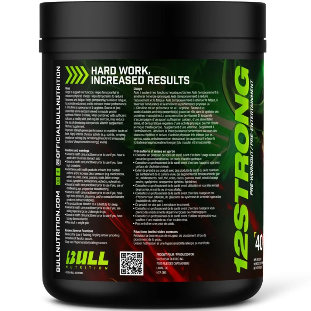 Bull Nutrition 12STRONG PRE-WORKOUT, 40 Servings - Image 7