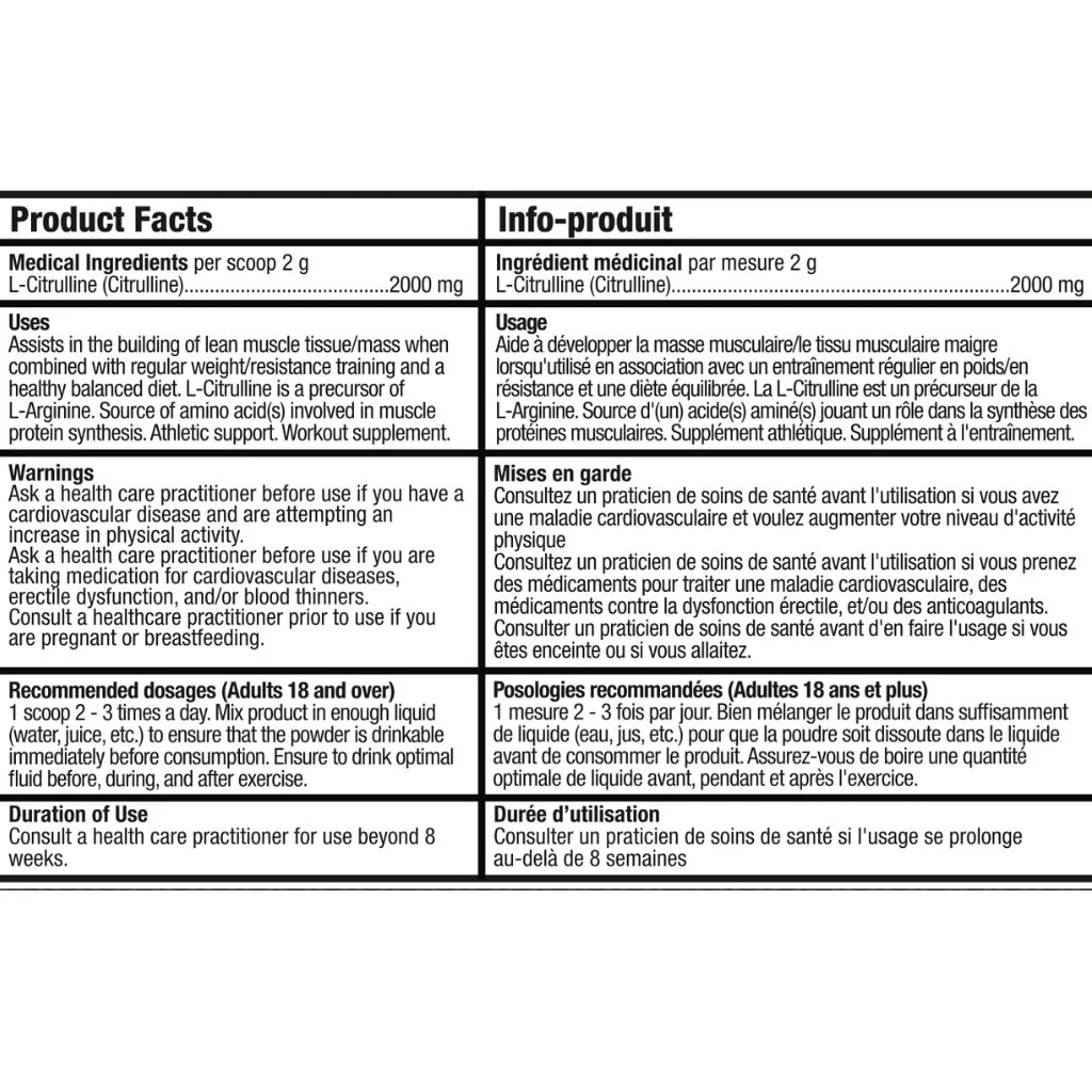 Bull Nutrition L-CITRULLINE, 100 Servings - Image 2