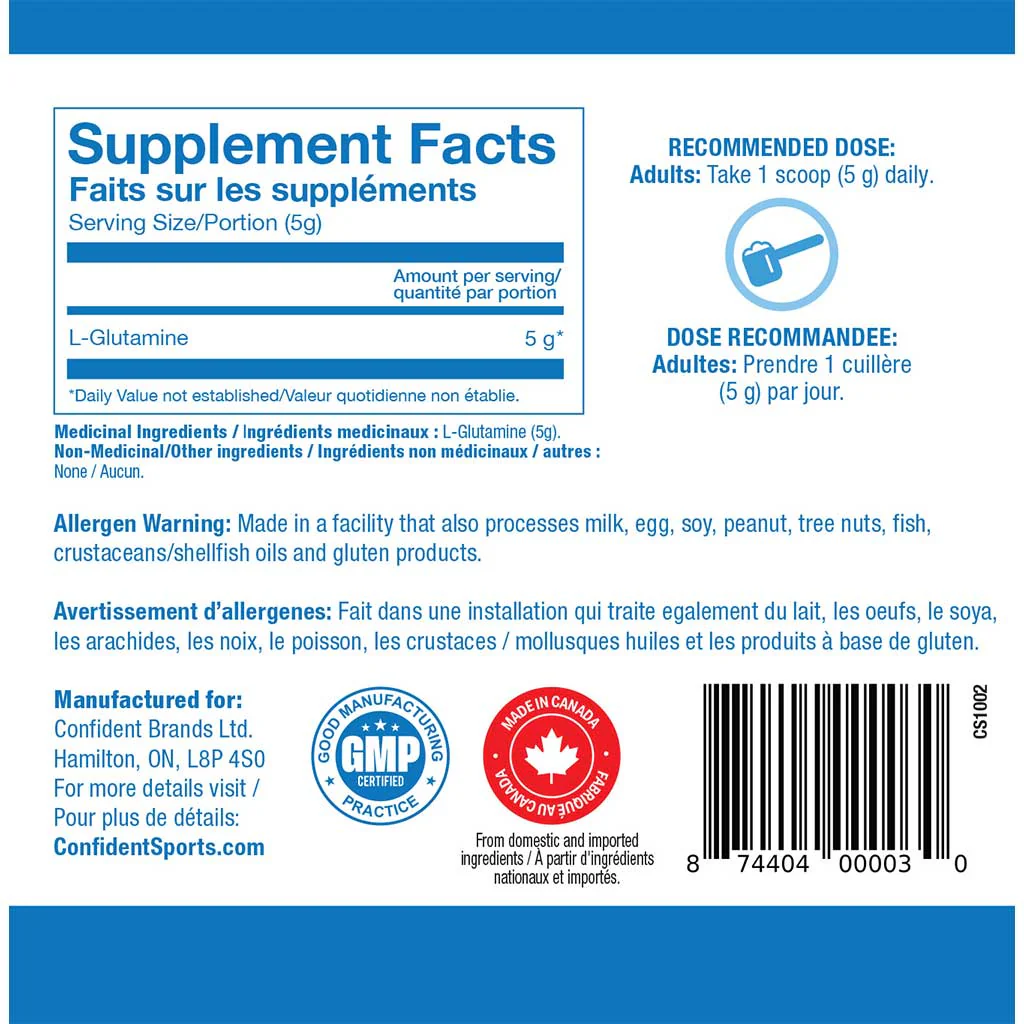 Confident Sports GLUTAMINE, 1100g - Image 2