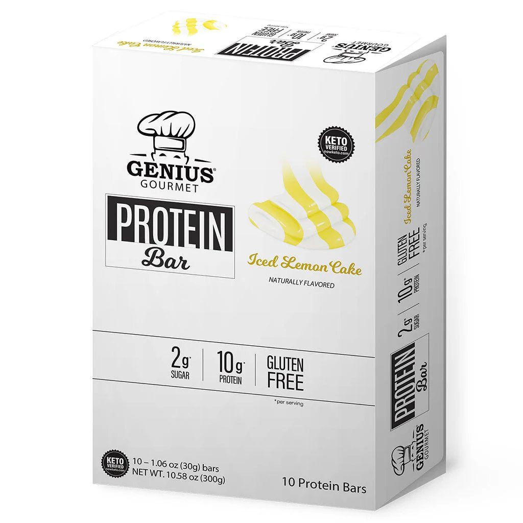Genius Gourmet PROTEIN BAR, 10 Bars/Box