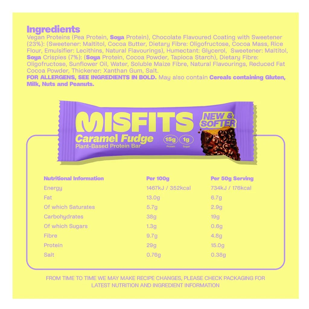 Misfits PLANT BASED PROTEIN BARS, 15 Bars/Box - Image 10
