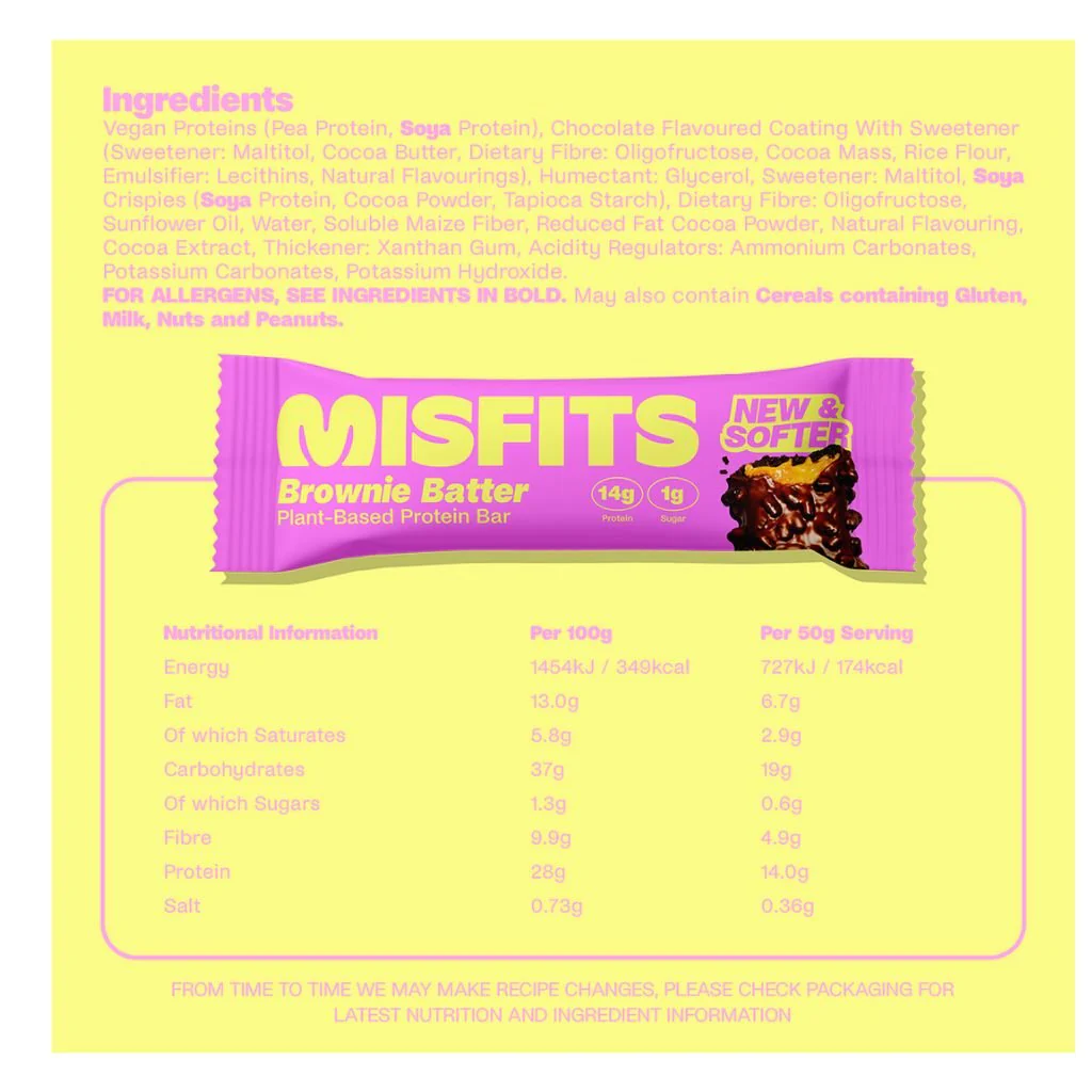 Misfits PLANT BASED PROTEIN BARS, 15 Bars/Box - Image 11