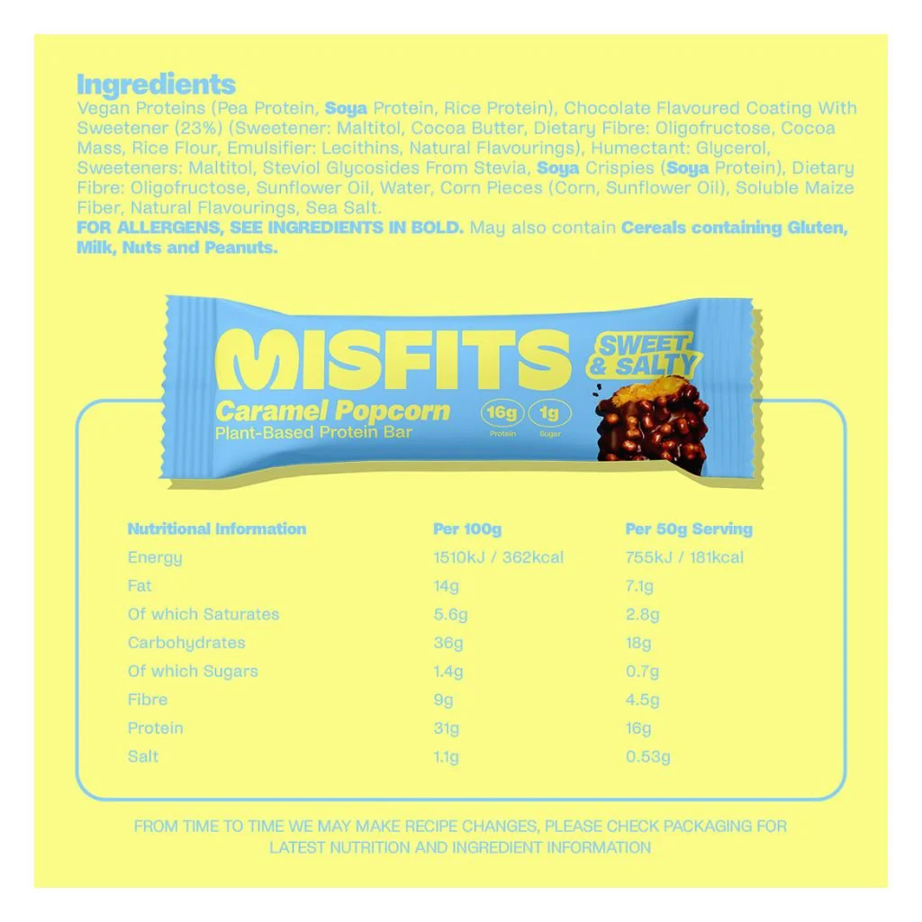 Misfits PLANT BASED PROTEIN BARS, 15 Bars/Box - Image 12