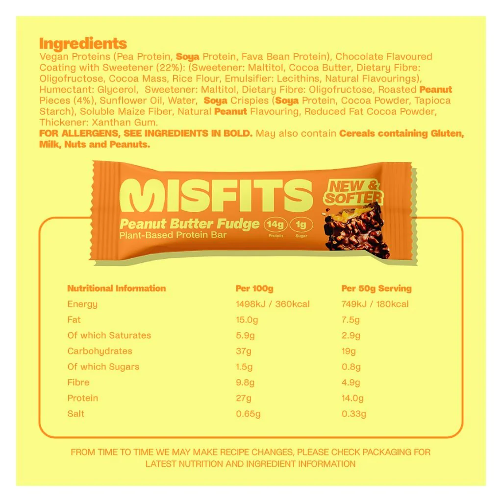 Misfits PLANT BASED PROTEIN BARS, 15 Bars/Box - Image 8