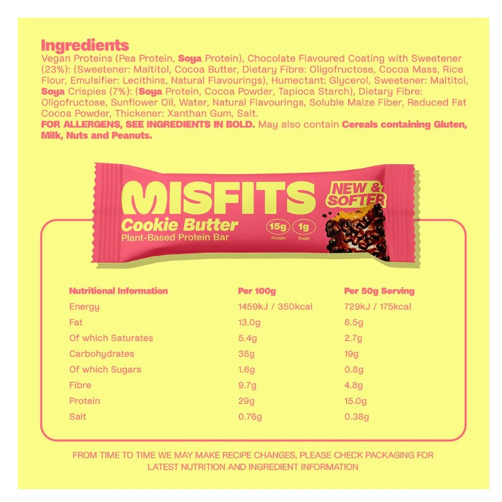 Misfits PLANT BASED PROTEIN BARS, 15 Bars/Box - Image 9