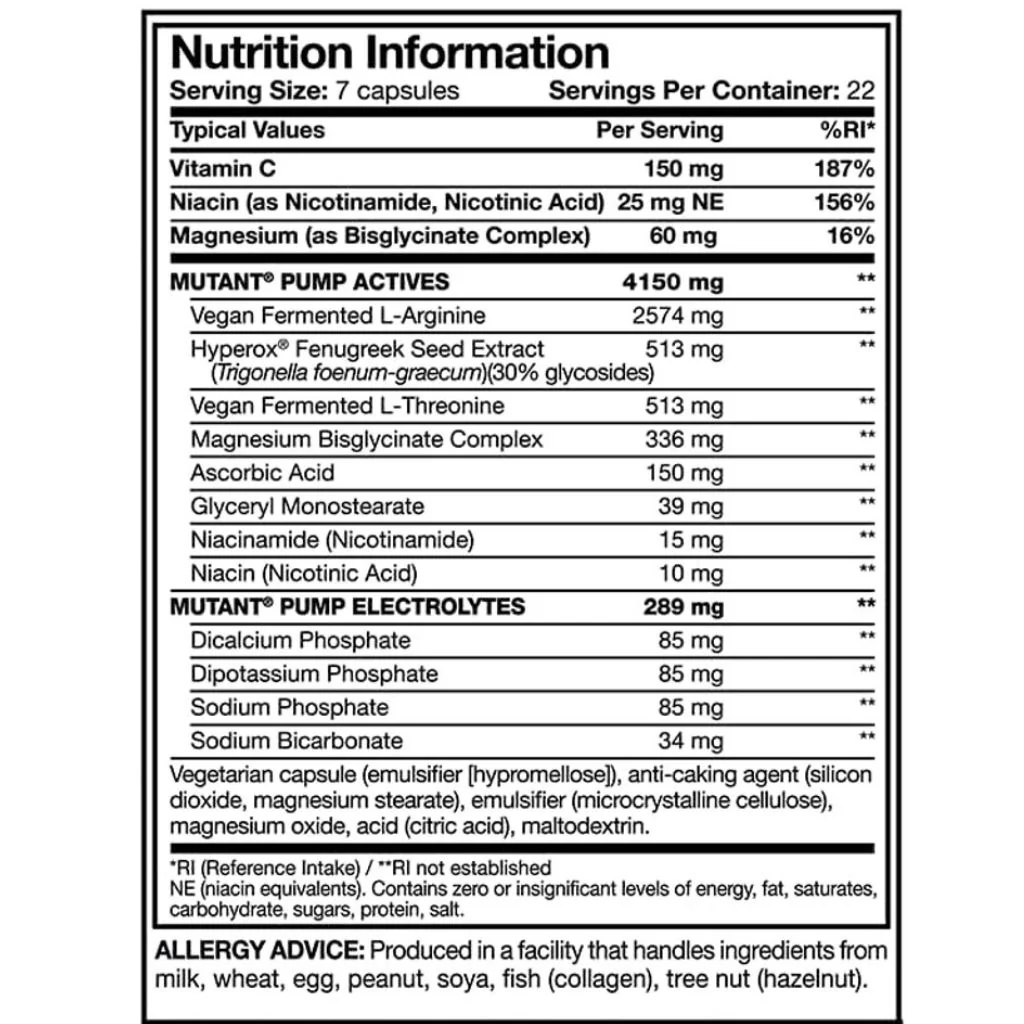 Mutant PUMP (Pre-Workout), 154 VCaps - Image 2