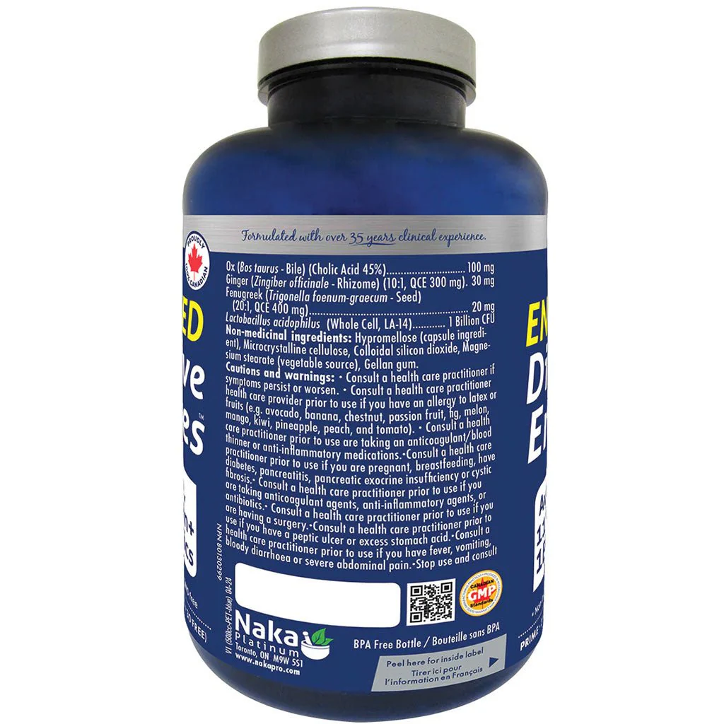 Naka Platinum ENHANCED DIGESTIVE ENZYMES w/ OX BILE, 120 VCaps - Image 3