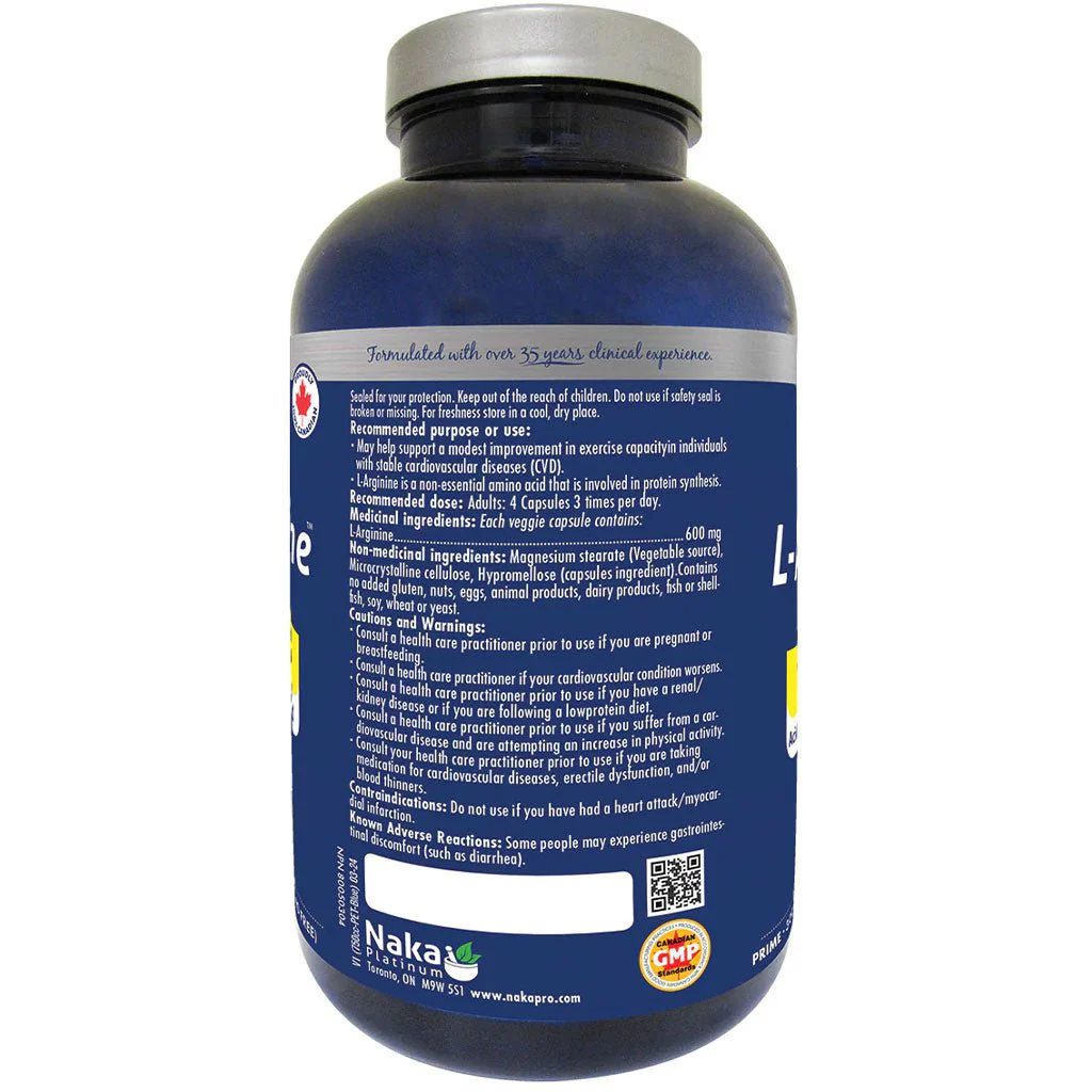 Naka Platinum PRO L-ARGININE (600mg), 150 VCaps - Image 2