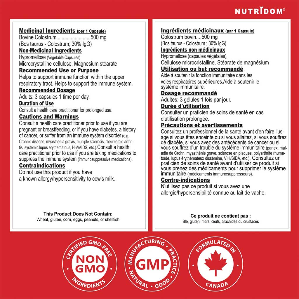 Nutridom BOVINE COLOSTRUM 500, 60 VCaps - Image 2