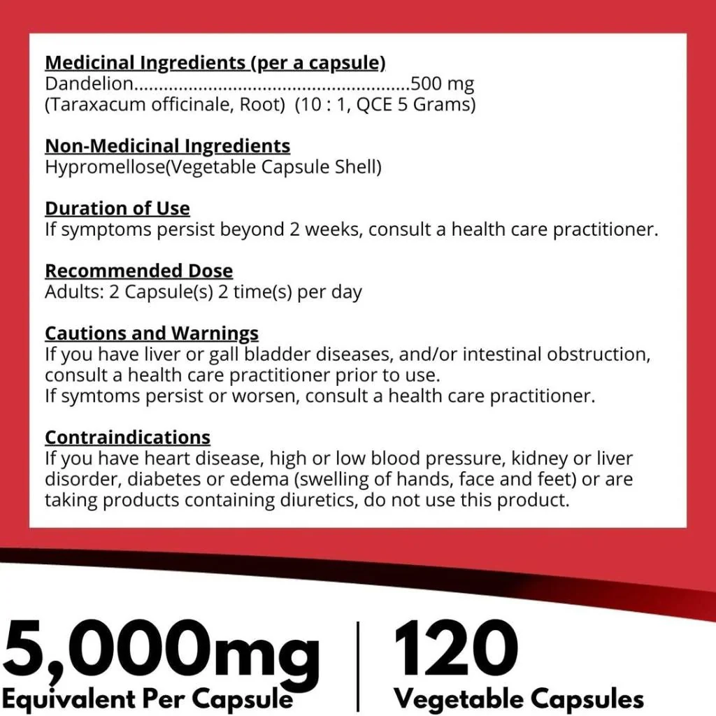 Nutridom DANDELION ROOT, 120 VCaps - Image 2