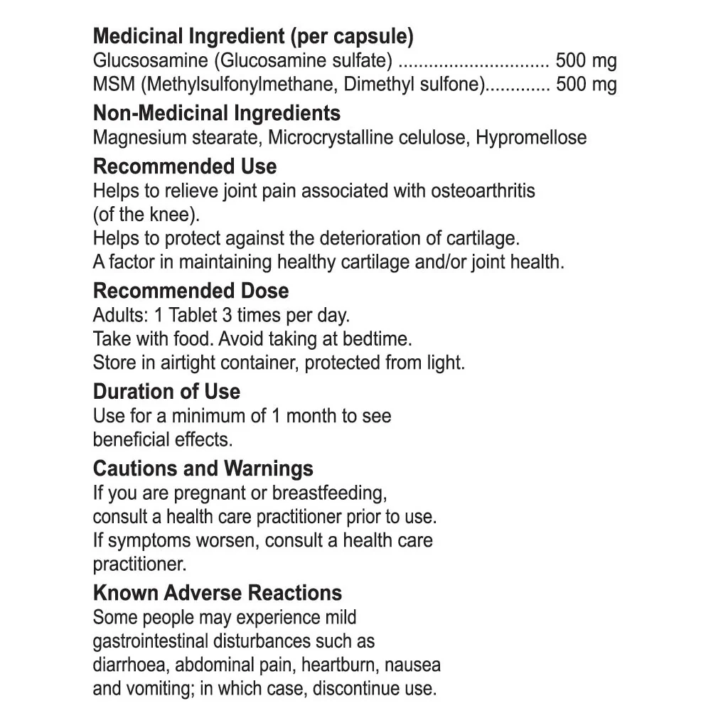Nutridom GLUCOSAMINE & MSM (Relieve Joint), 300 Tabs - Image 2