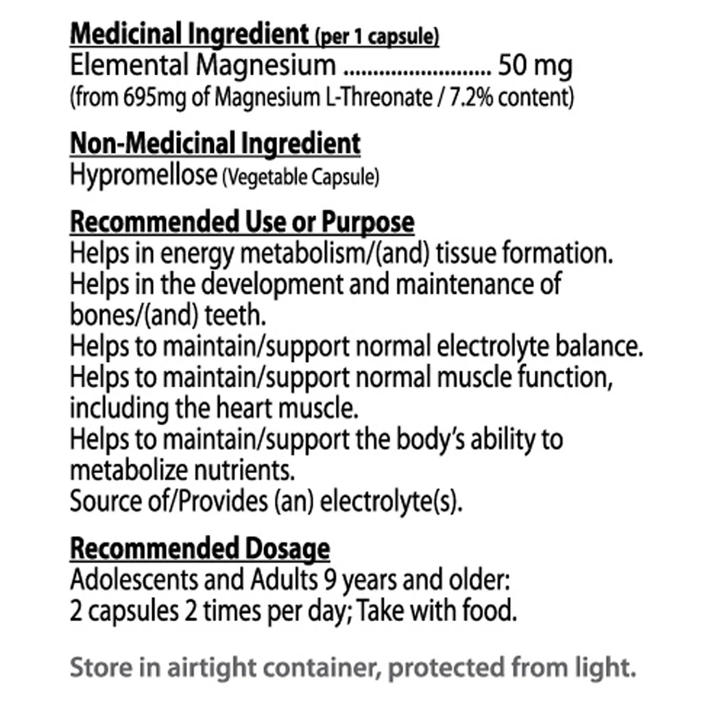 Nutridom MAGNESIUM L-THREONATE, 120 VCaps - Image 2