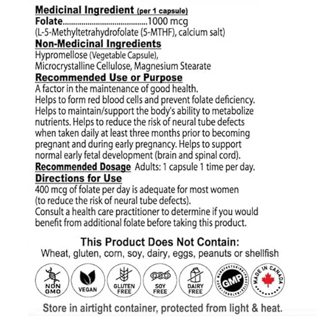 Nutridom METHYL FOLATE 1000, 90 VCaps - Image 2