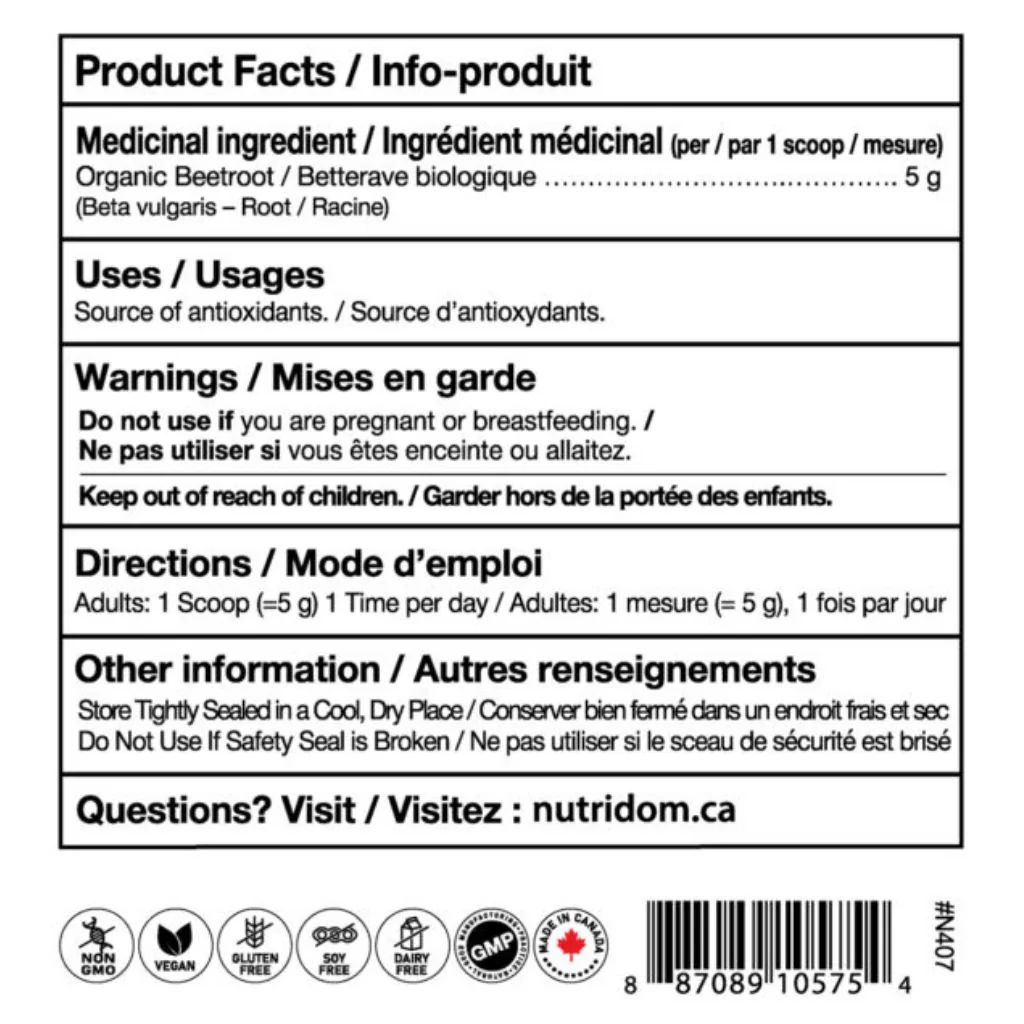 Nutridom RED BEET ROOT POWDER (90 Servings), 454g *Bonus Size - Image 2