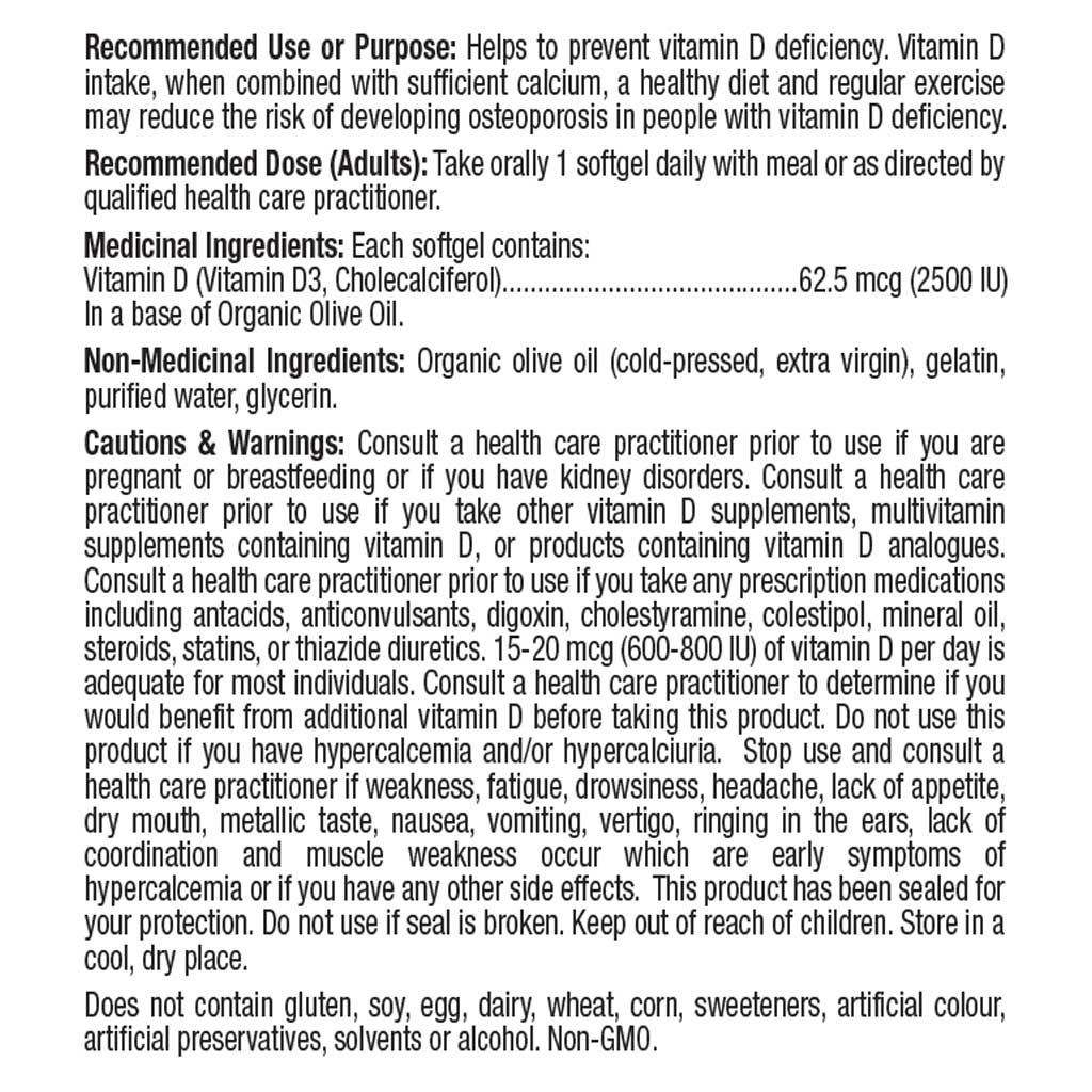 Prairie Naturals VITAMIN D3 2500IU, 550 Softgels - Image 2