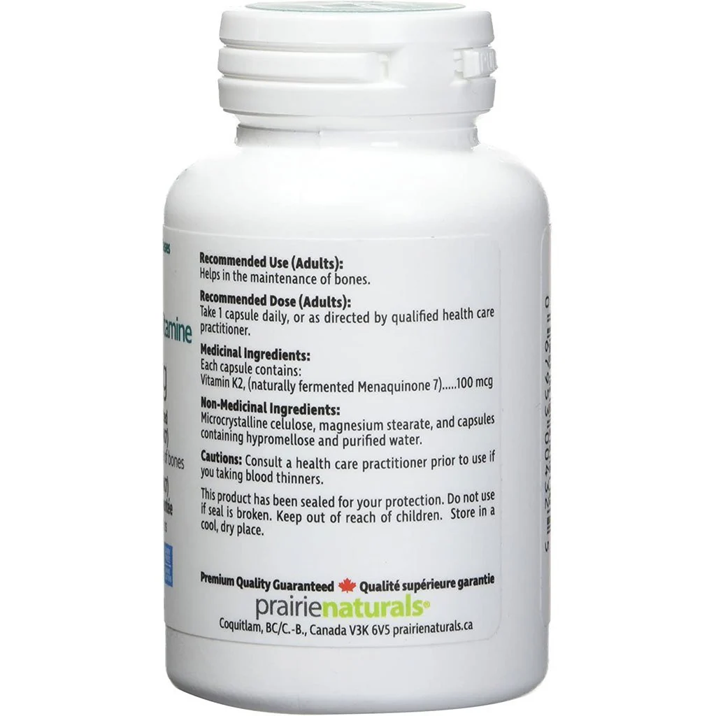 Prairie Naturals VITAMIN K2 MK7 100mcg, 60 VCaps - Image 2
