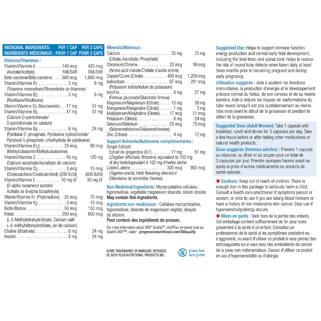 Progressive MULTIVITAMIN PRENATAL, 120 VCaps - Image 2