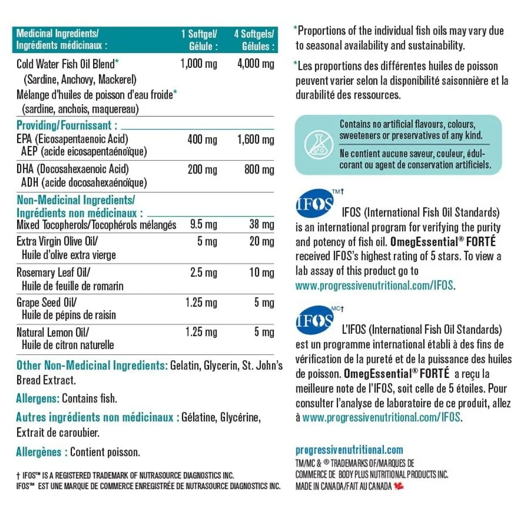 Progressive OMEGESSENTIAL FORTE FISH OIL, 120 Softgels - Image 2