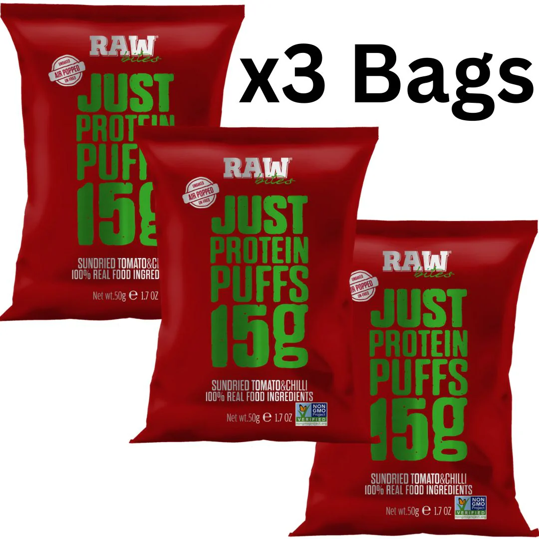 Raw Bites JUST PROTEIN PUFFS, 50g x 3 Bags/Box