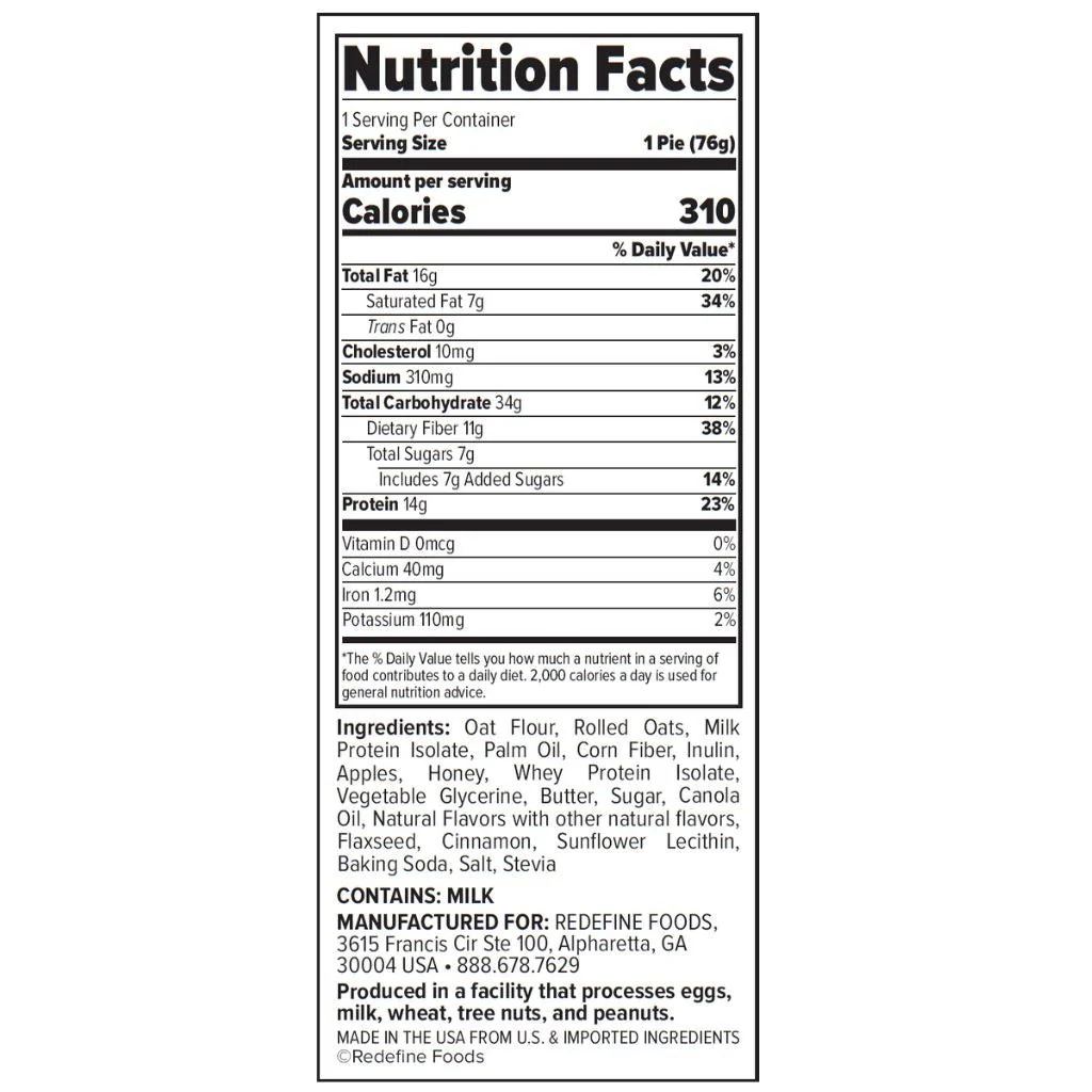 Redefine Foods OATMEAL PROTEIN PIE, 8x76g - Image 3