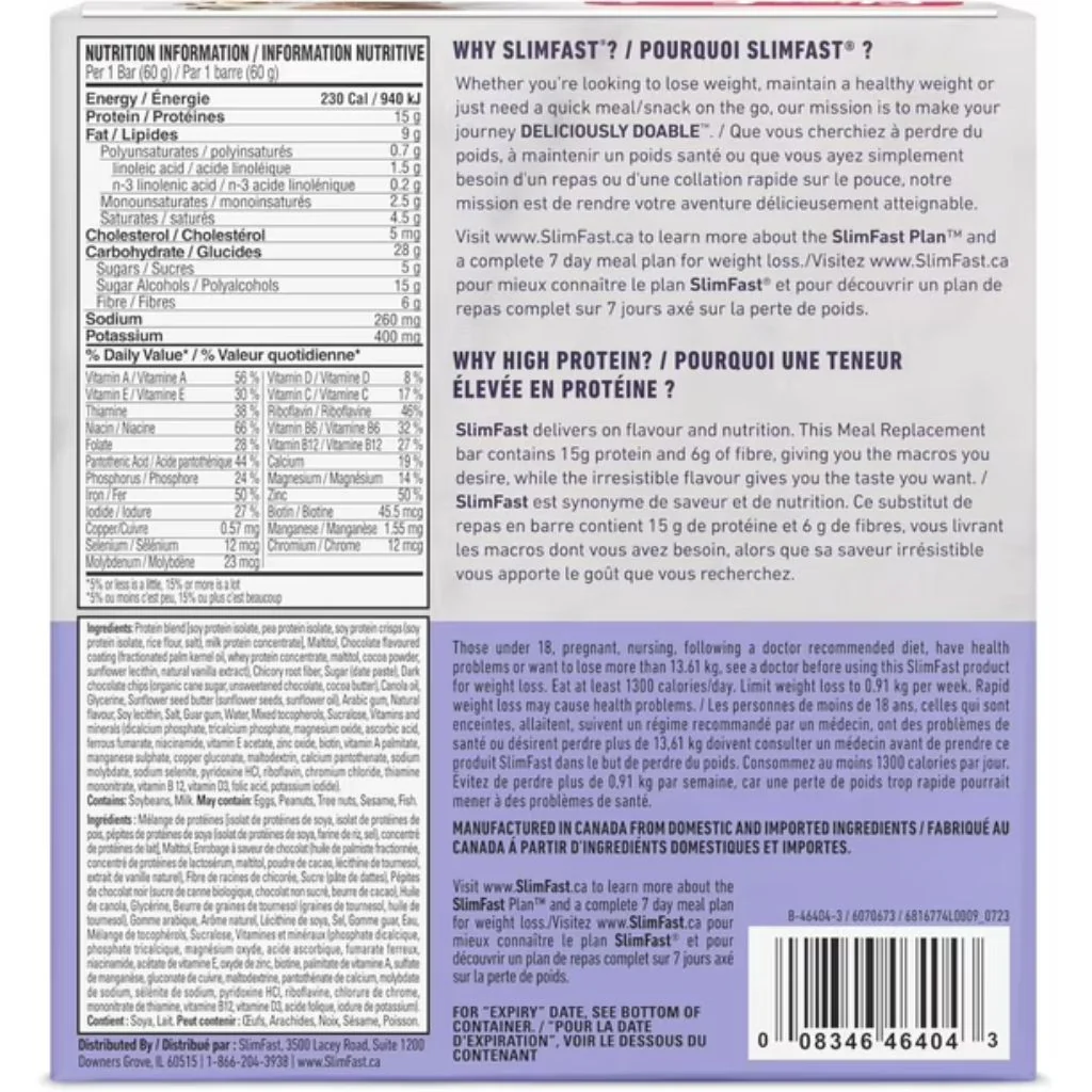 Slimfast HIGH PROTEIN BARS 60g x 5 Bars/Box - Image 2