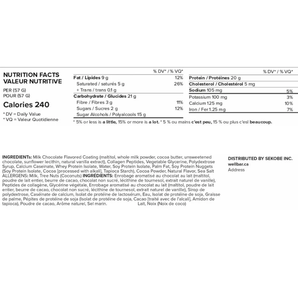 Wellbar Canada WELLBAR HIGH PROTEIN BAR, 57g x 12 Bars/Box - Image 4